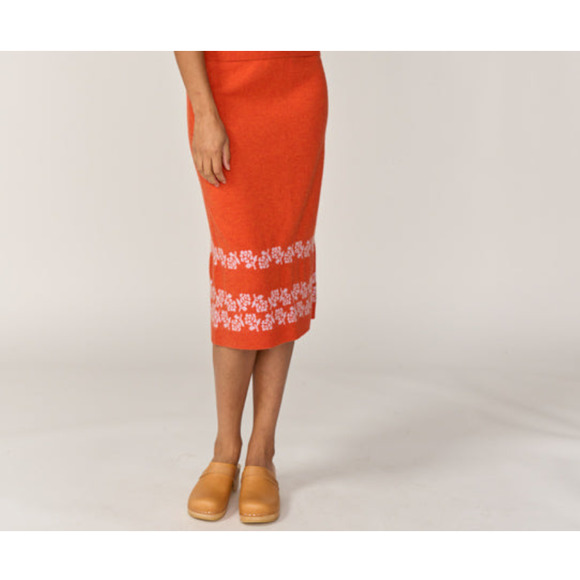 NEW! Lingua Franca Size Small Floral Intarsia Pencil Poppy Skirt $440 mrsp J7-10 - Picture 1 of 10